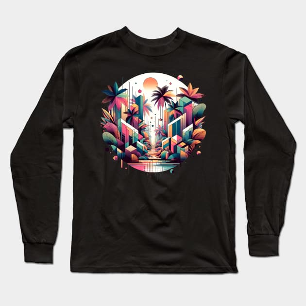 Urban Oasis - Geometric Jungle Long Sleeve T-Shirt by The Tee Bizarre